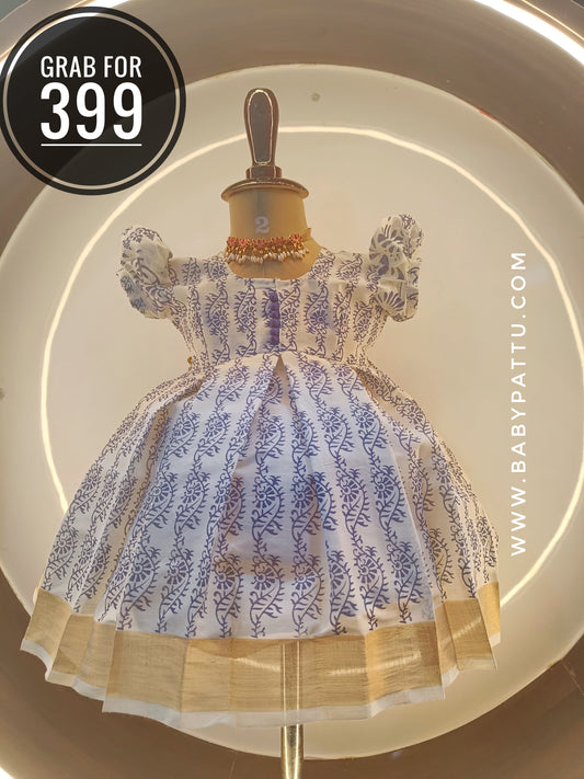 🌾 Blue Kerala Cotton Frock || Vishu Collection || 2025 || 🌾