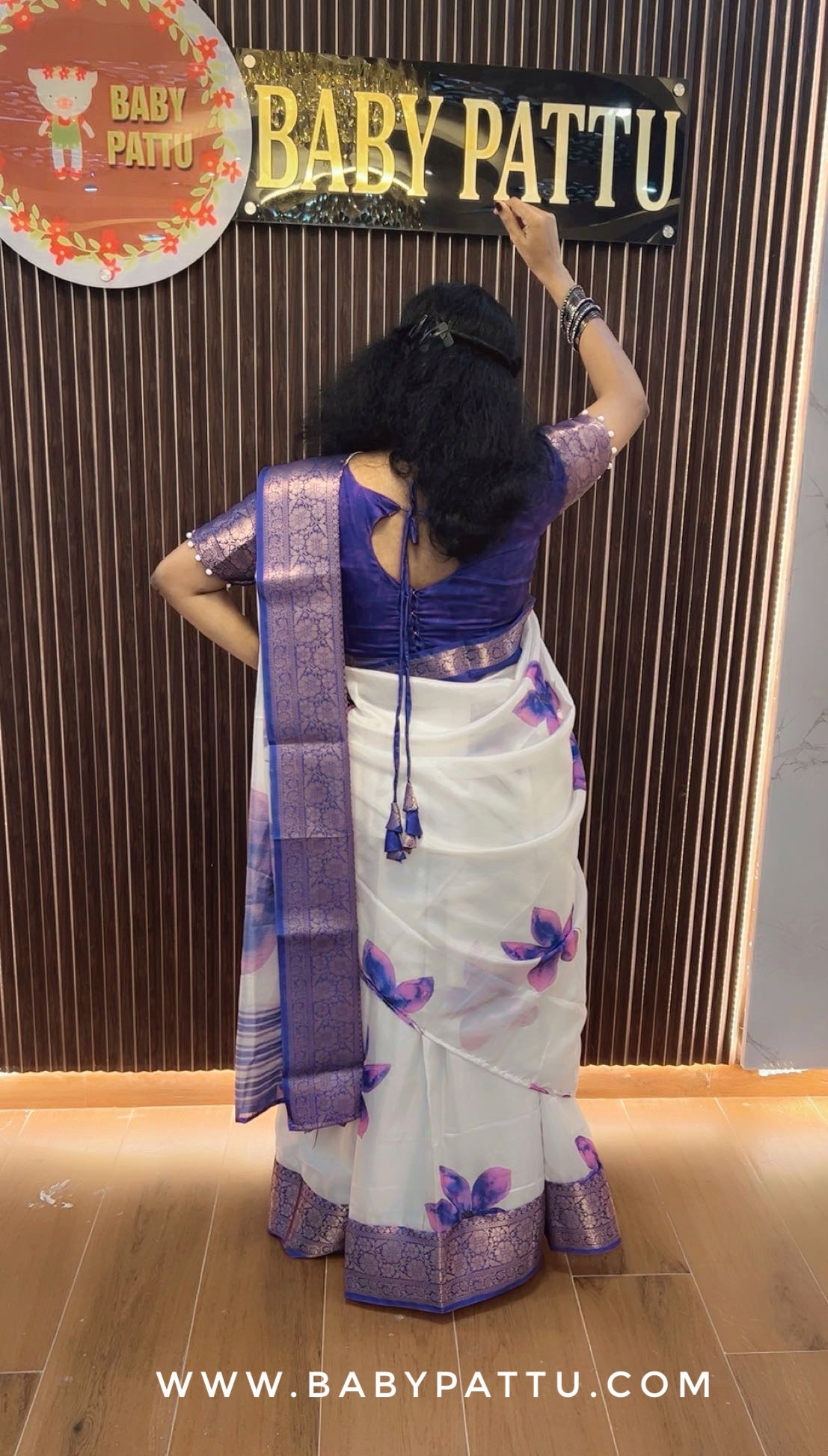 Purple and White Flower Lehenga With Stitched Blouse