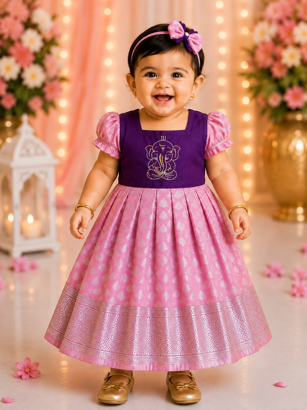 Beautiful Purple & Pink Hand Painted frock || Ganesh Chaturthi Collection 2026