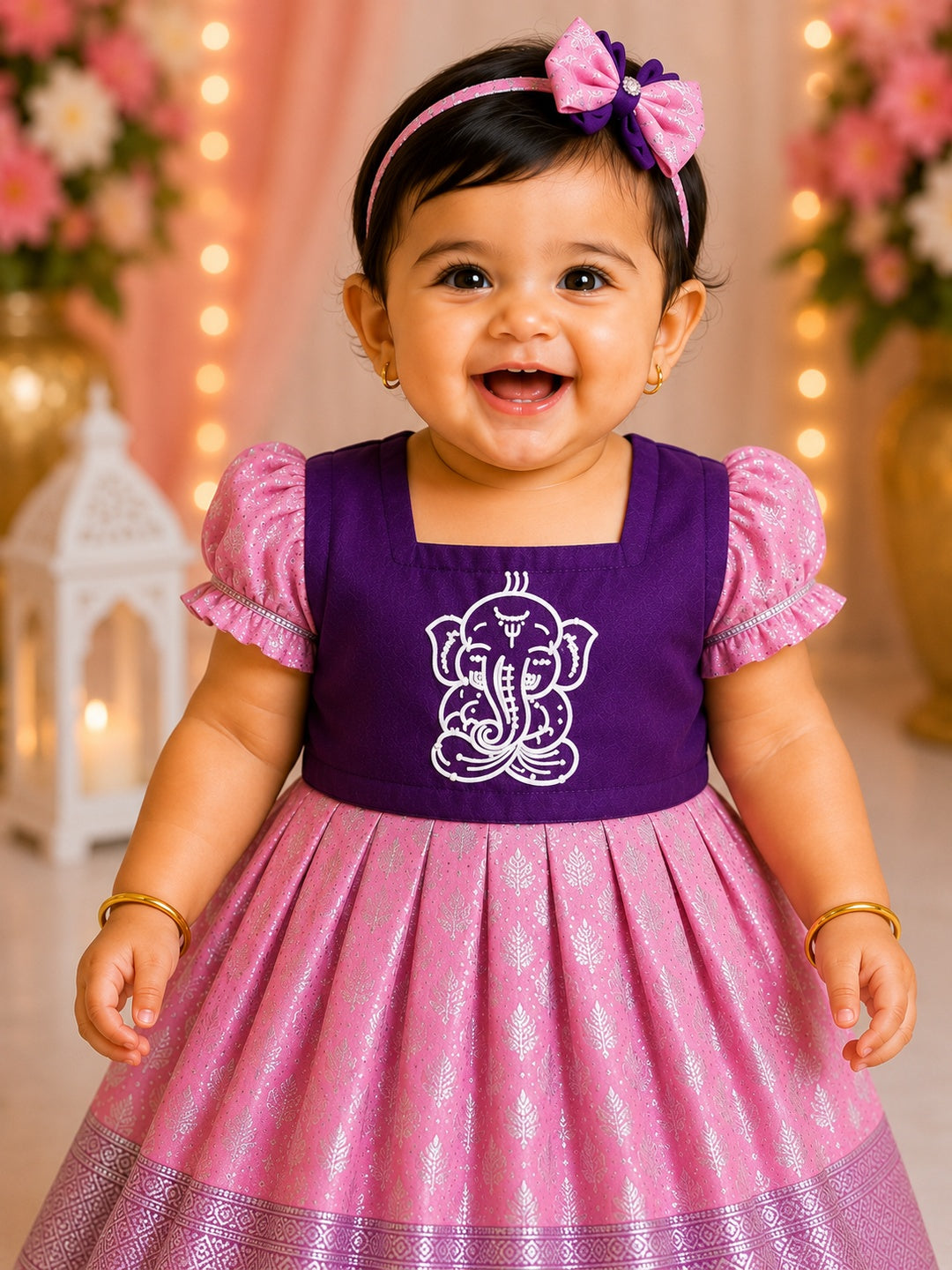 Beautiful Purple & Pink Hand Painted frock || Ganesh Chaturthi Collection 2026
