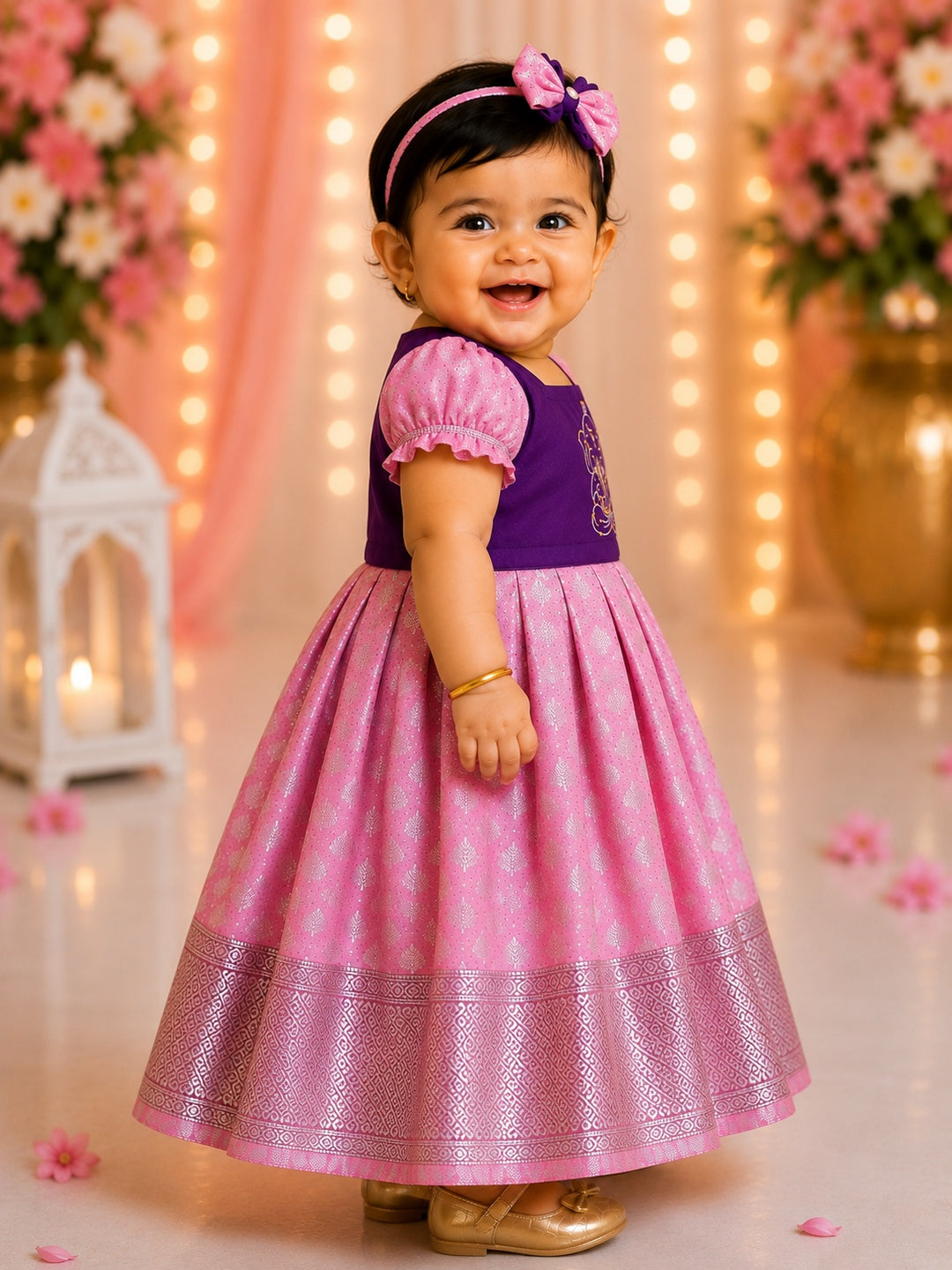 Beautiful Purple & Pink Hand Painted frock || Ganesh Chaturthi Collection 2026